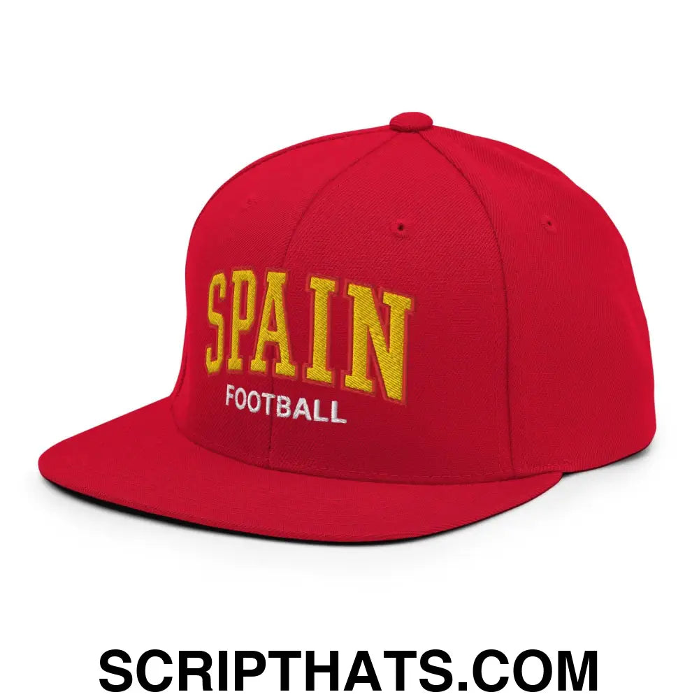 Spain Football Soccer Letterman Varsity Block Snapback Hat Red