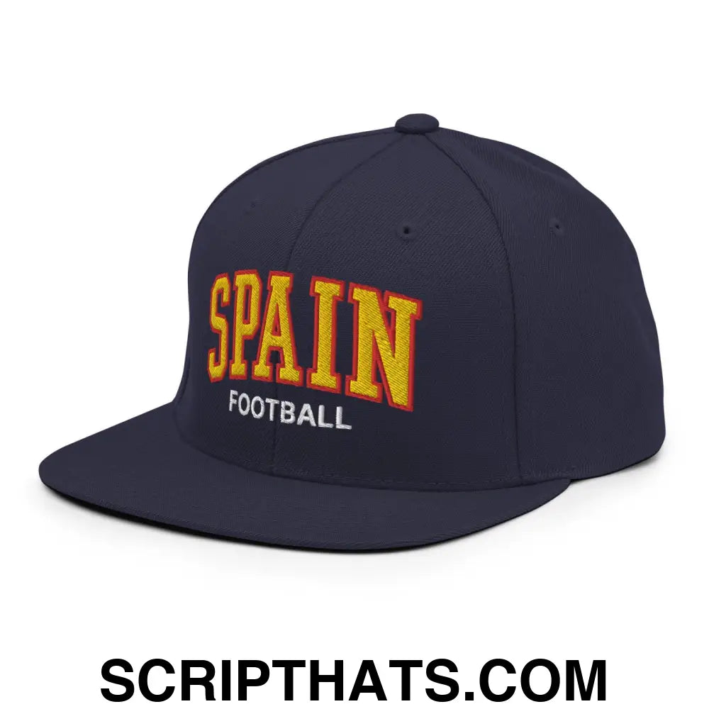 Spain Football Soccer Letterman Varsity Block Snapback Hat Navy