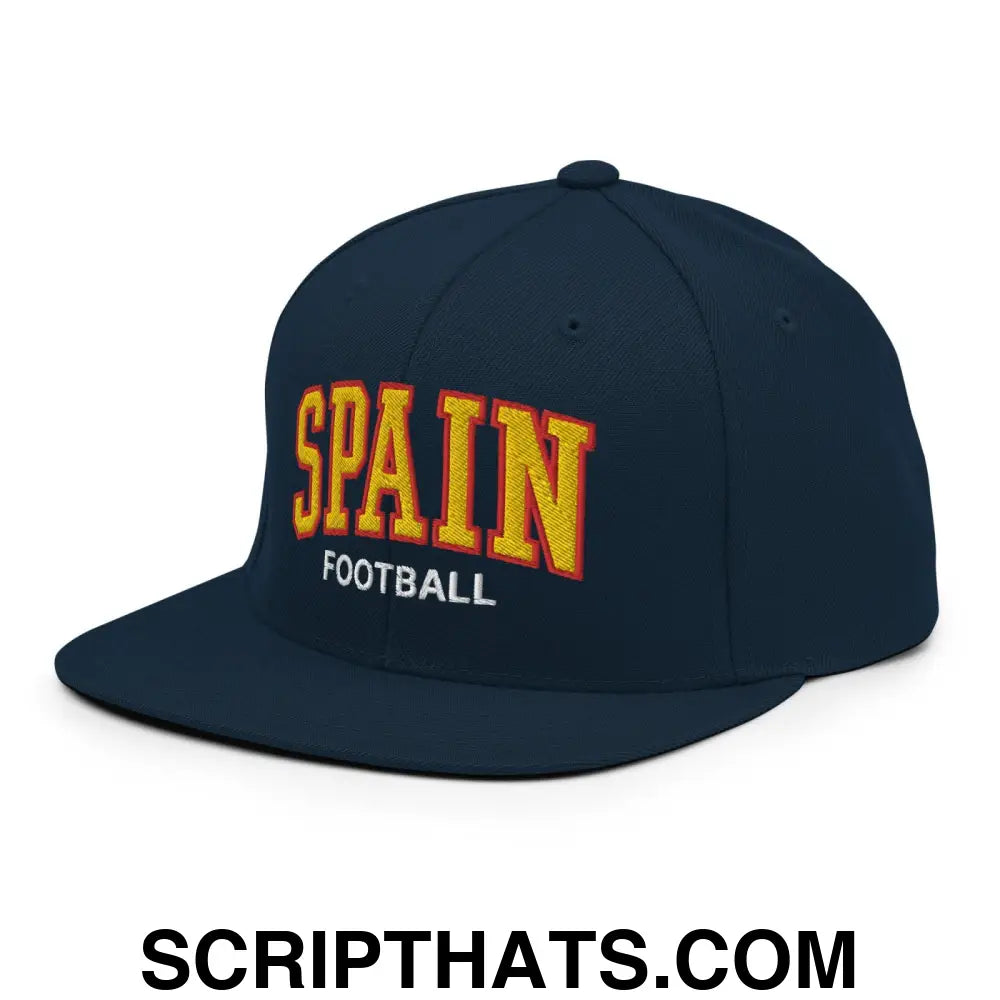 Spain Football Soccer Letterman Varsity Block Snapback Hat Dark Navy