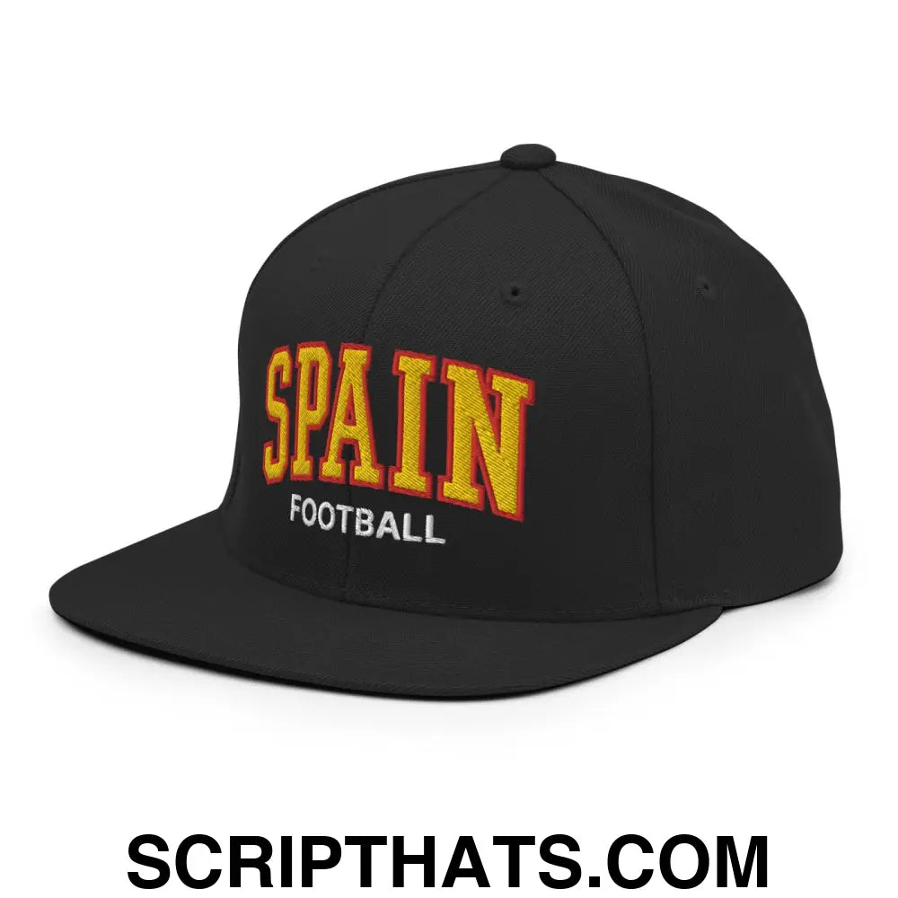 Spain Football Soccer Letterman Varsity Block Snapback Hat Black