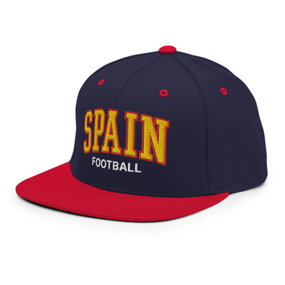 Spain Football Soccer Letterman Varsity Block Snapback Hat Navy Red