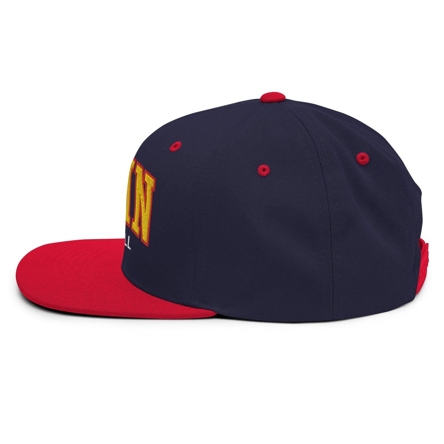 Spain Football Soccer Letterman Varsity Block Snapback Hat Navy Red