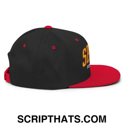 Spain Football Soccer Letterman Varsity Block Snapback Hat Black Red