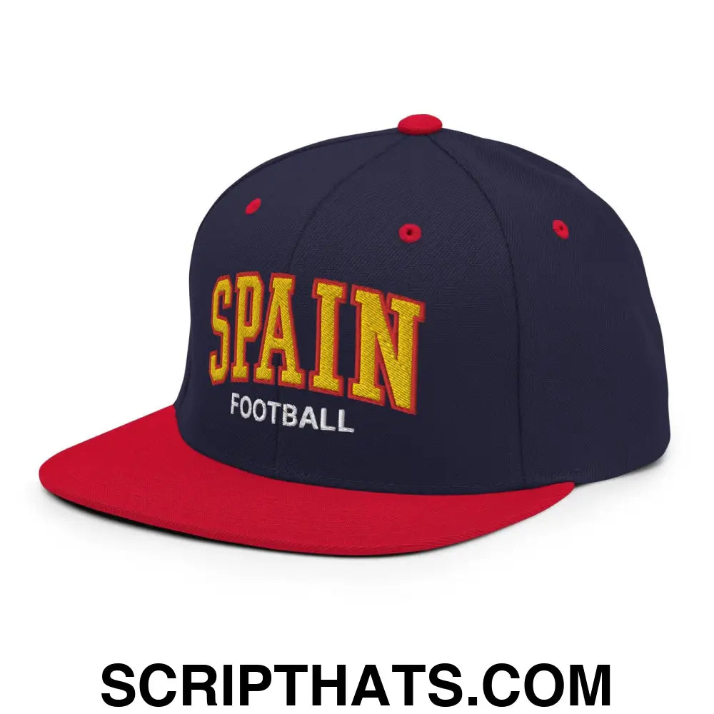 Spain Football Soccer Letterman Varsity Block Snapback Hat Navy Red