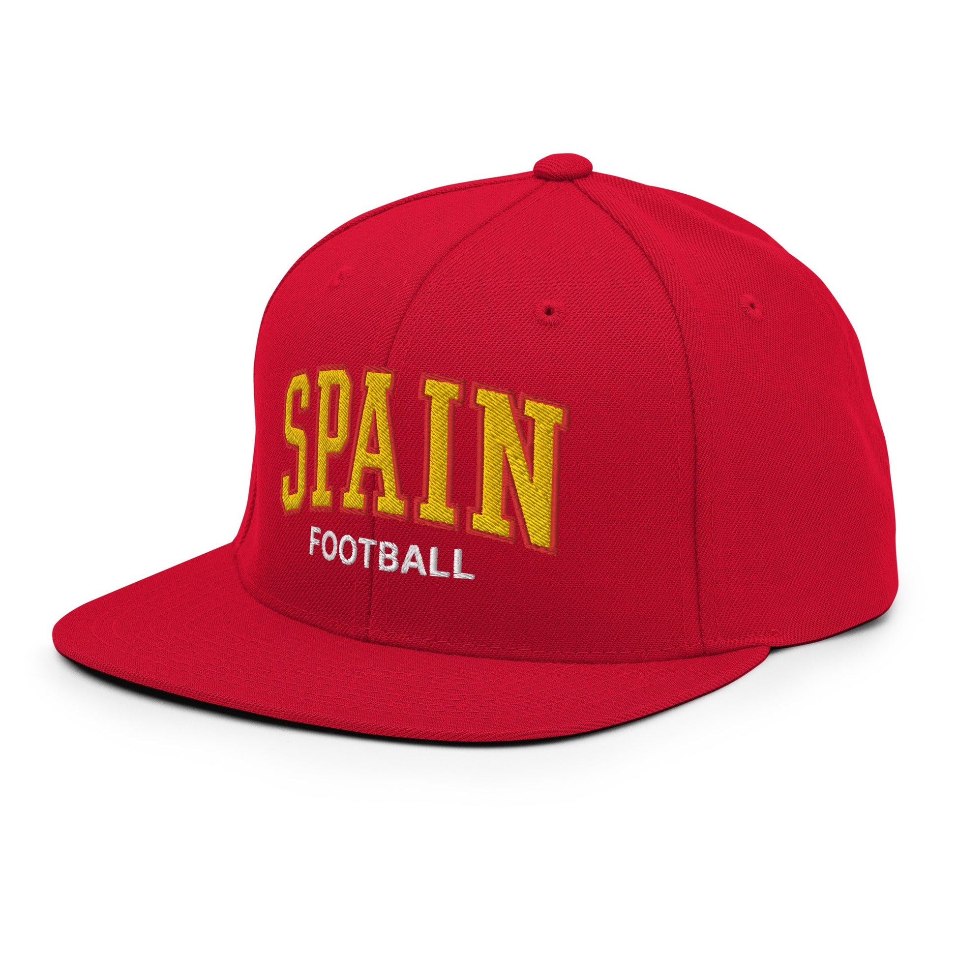 Spain Football Soccer Letterman Varsity Block Snapback Hat Red