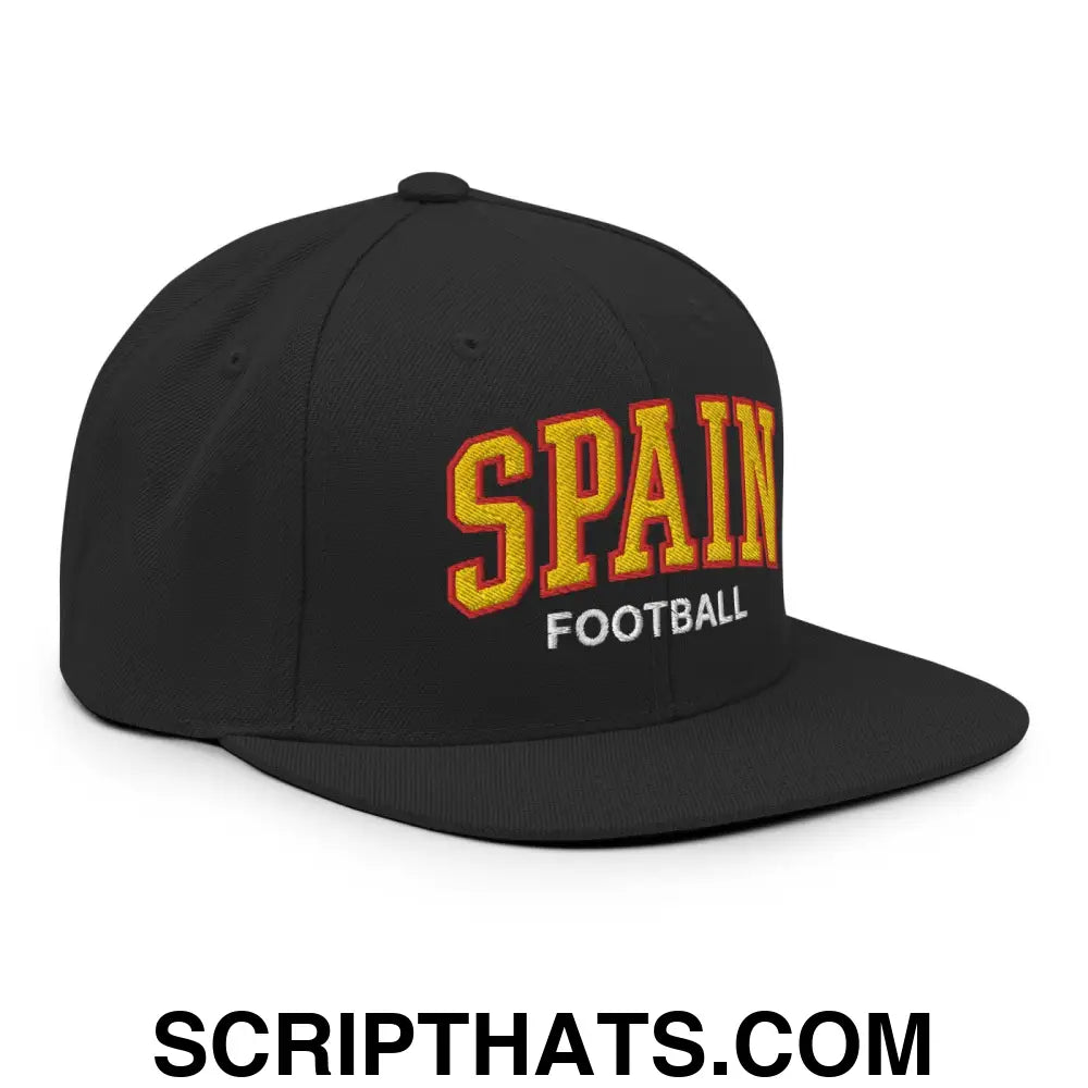 Spain Football Soccer Letterman Varsity Block Snapback Hat Black