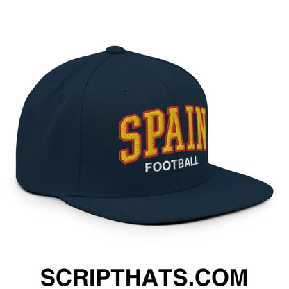 Spain Football Soccer Letterman Varsity Block Snapback Hat Dark Navy