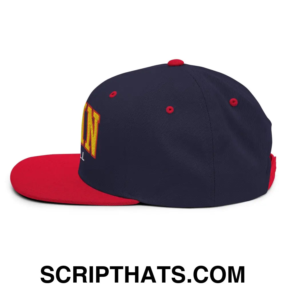 Spain Football Soccer Letterman Varsity Block Snapback Hat Navy Red