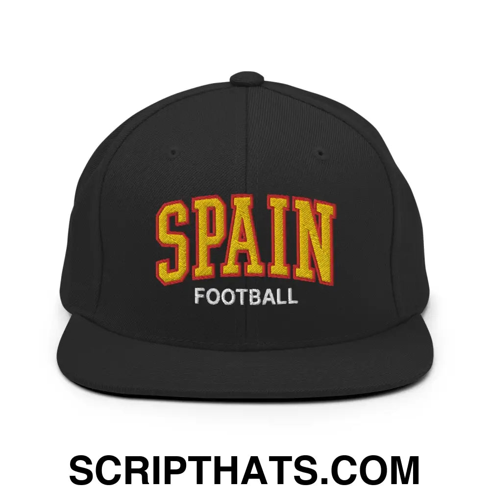 Spain Football Soccer Letterman Varsity Block Snapback Hat Black