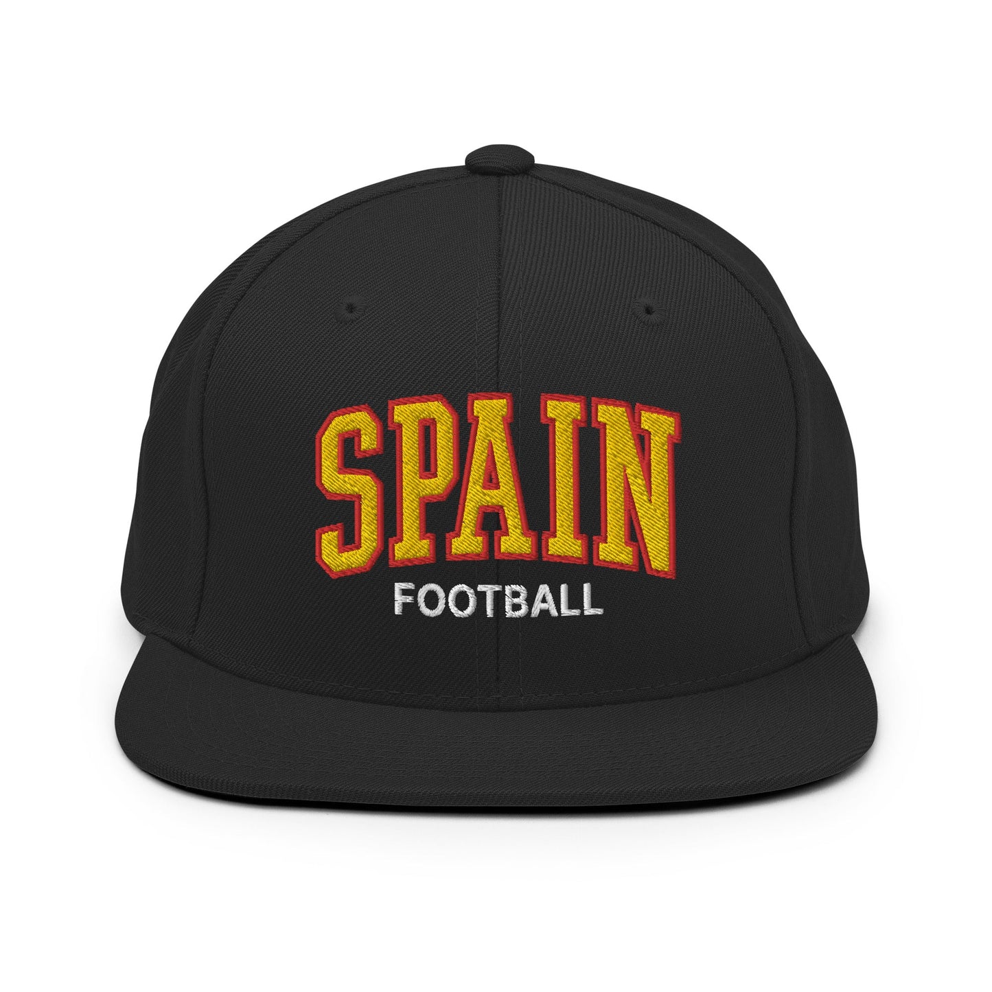 Spain Football Soccer Letterman Varsity Block Snapback Hat Black