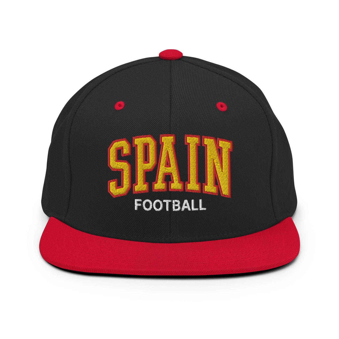 Spain Football Soccer Letterman Varsity Block Snapback Hat Black Red