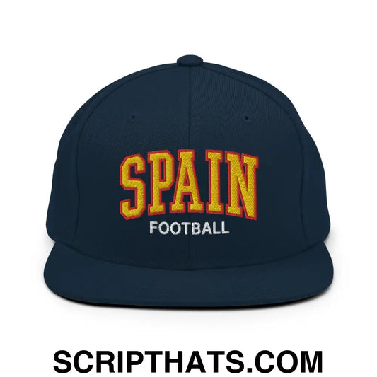 Spain Football Soccer Letterman Varsity Block Snapback Hat Dark Navy