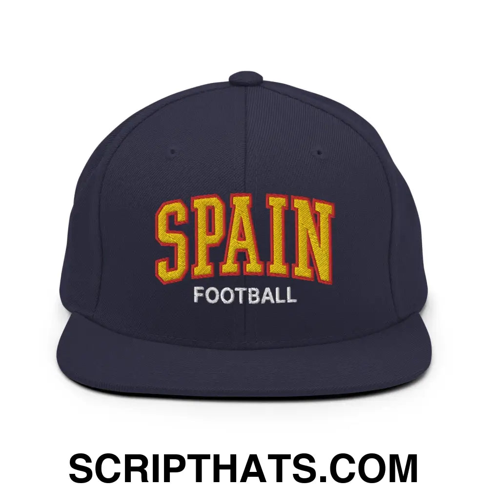 Spain Football Soccer Letterman Varsity Block Snapback Hat Navy