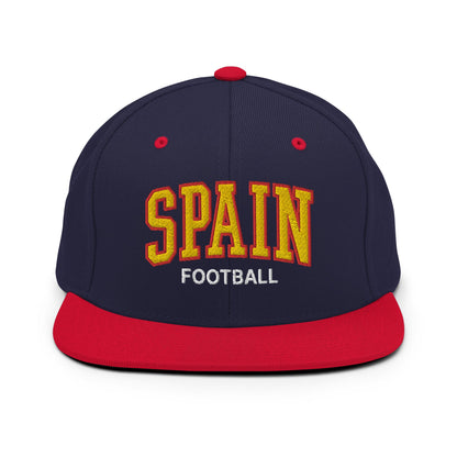 Spain Football Soccer Letterman Varsity Block Snapback Hat Navy Red