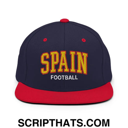 Spain Football Soccer Letterman Varsity Block Snapback Hat Navy Red