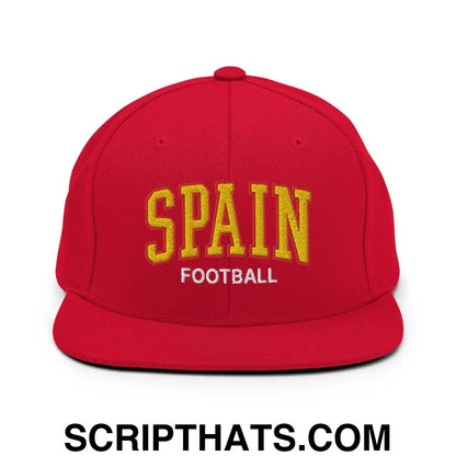 Spain Football Soccer Letterman Varsity Block Snapback Hat Red