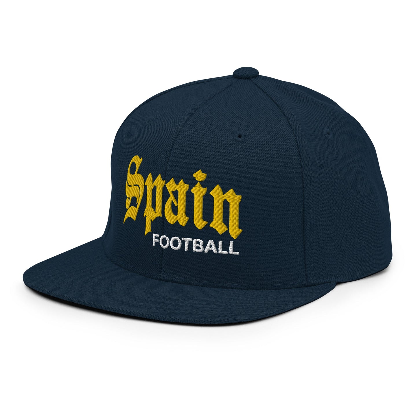 Spain Football Soccer Old English OG Snapback Hat Dark Navy