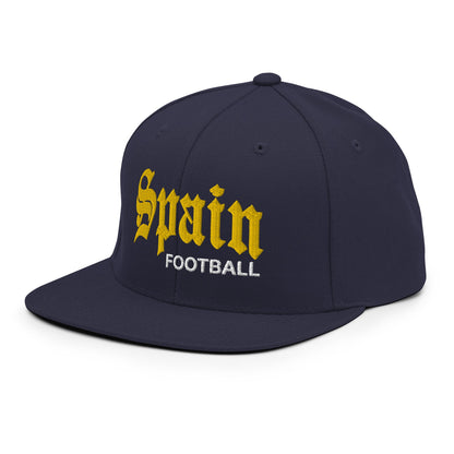 Spain Football Soccer Old English OG Snapback Hat Navy