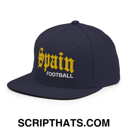 Spain Football Soccer Old English OG Snapback Hat Navy