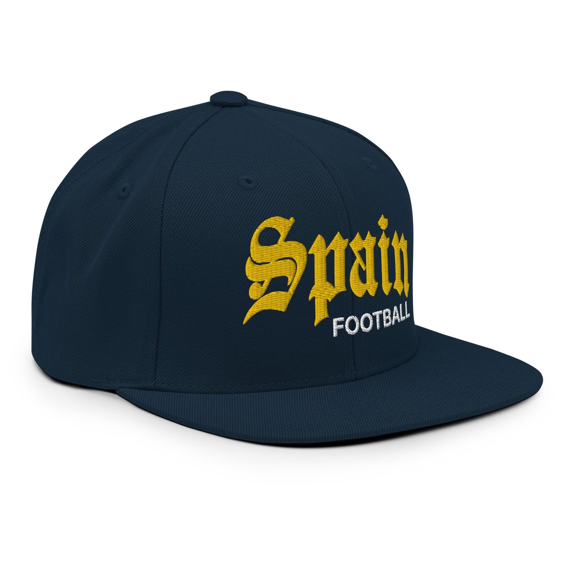 Spain Football Soccer Old English OG Snapback Hat Dark Navy