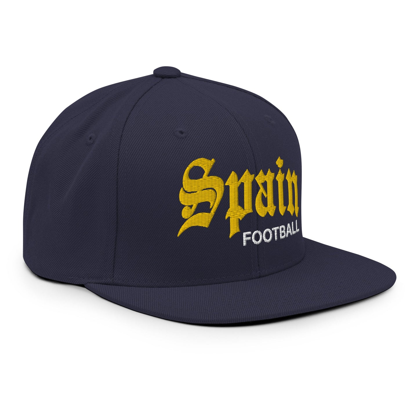 Spain Football Soccer Old English OG Snapback Hat Navy