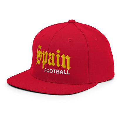 Spain Football Soccer Old English OG Snapback Hat Red