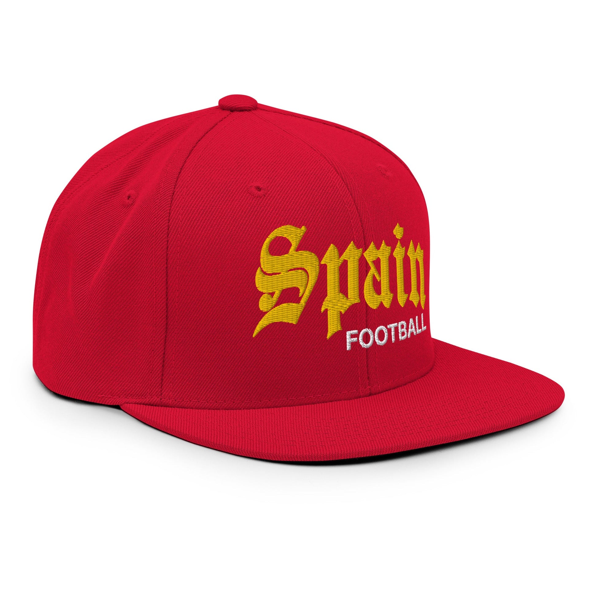 Spain Football Soccer Old English OG Snapback Hat Red