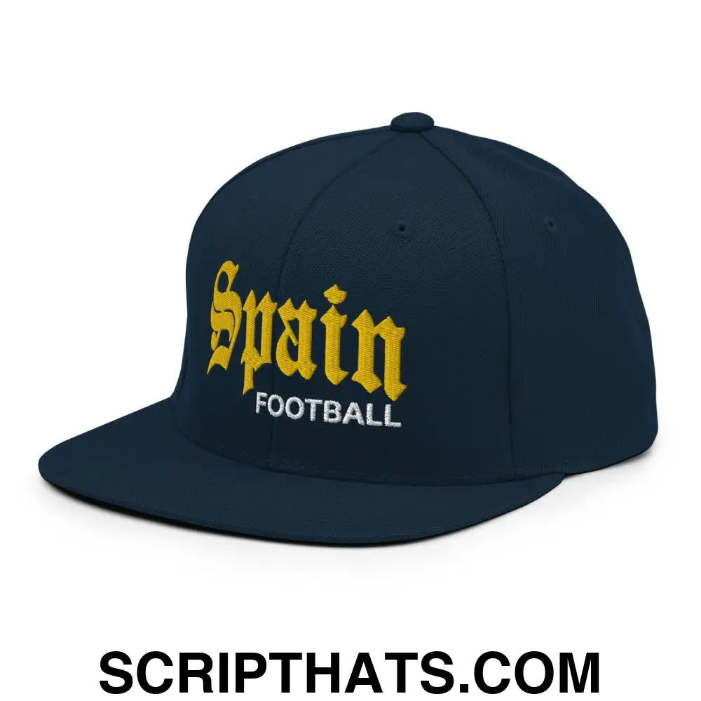 Spain Football Soccer Old English OG Snapback Hat Dark Navy