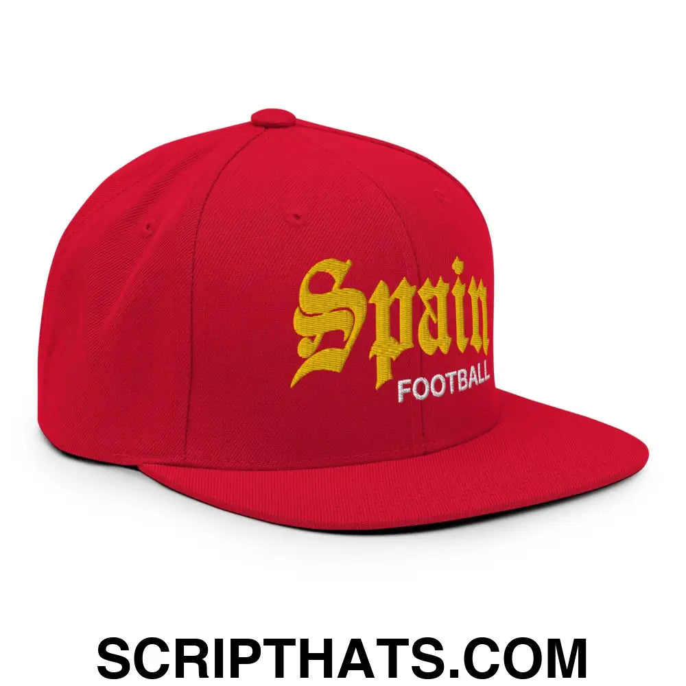 Spain Football Soccer Old English OG Snapback Hat Red