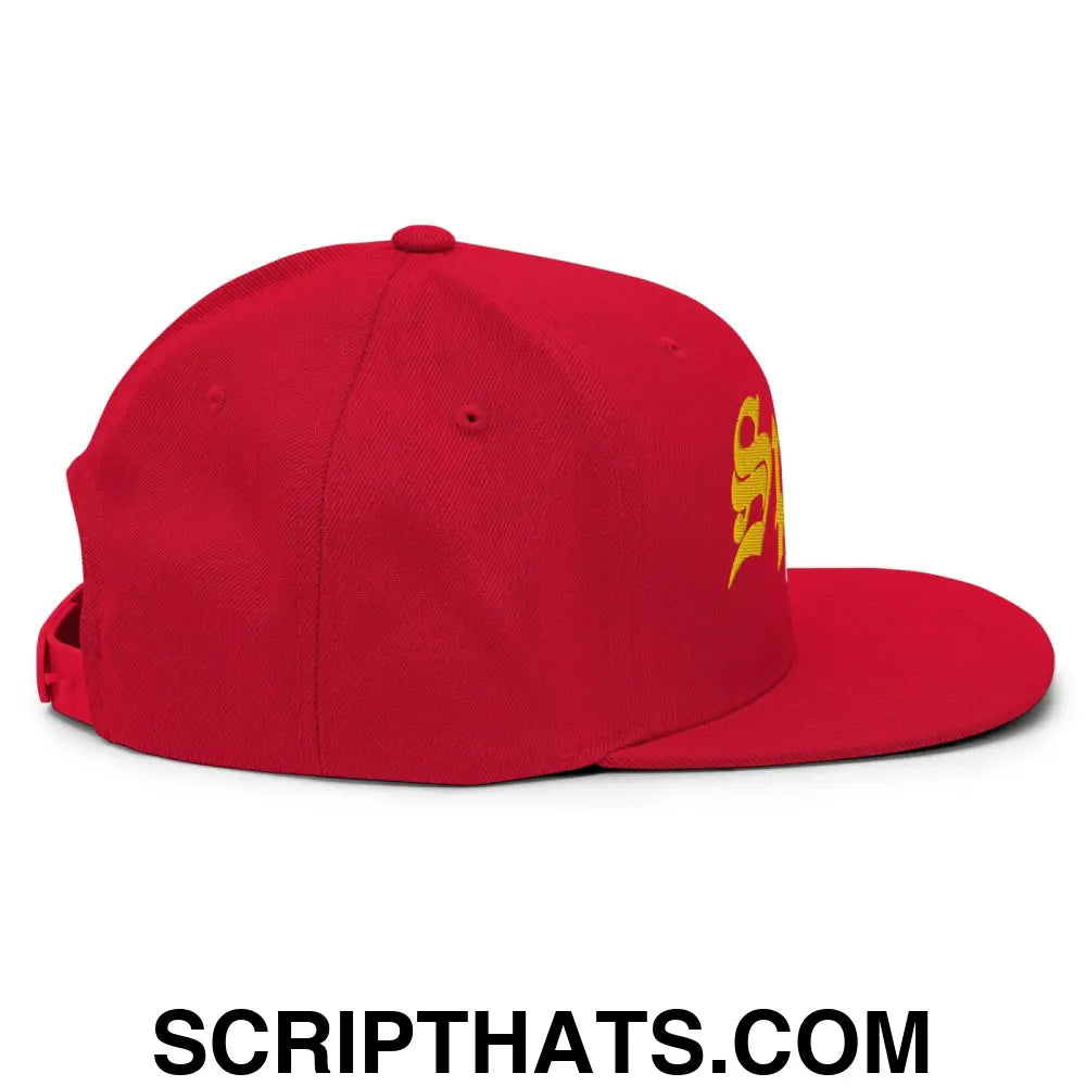 Spain Football Soccer Old English OG Snapback Hat Red