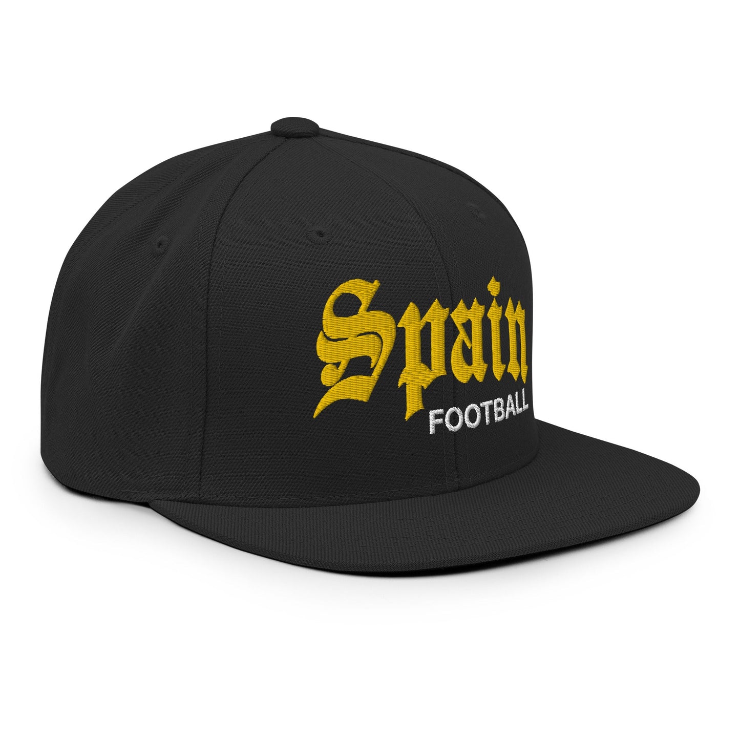 Spain Football Soccer Old English OG Snapback Hat Black