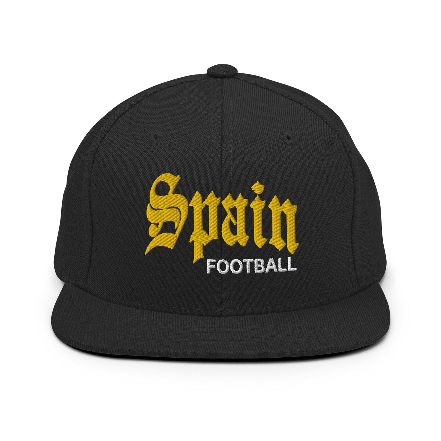 Spain Football Soccer Old English OG Snapback Hat Black