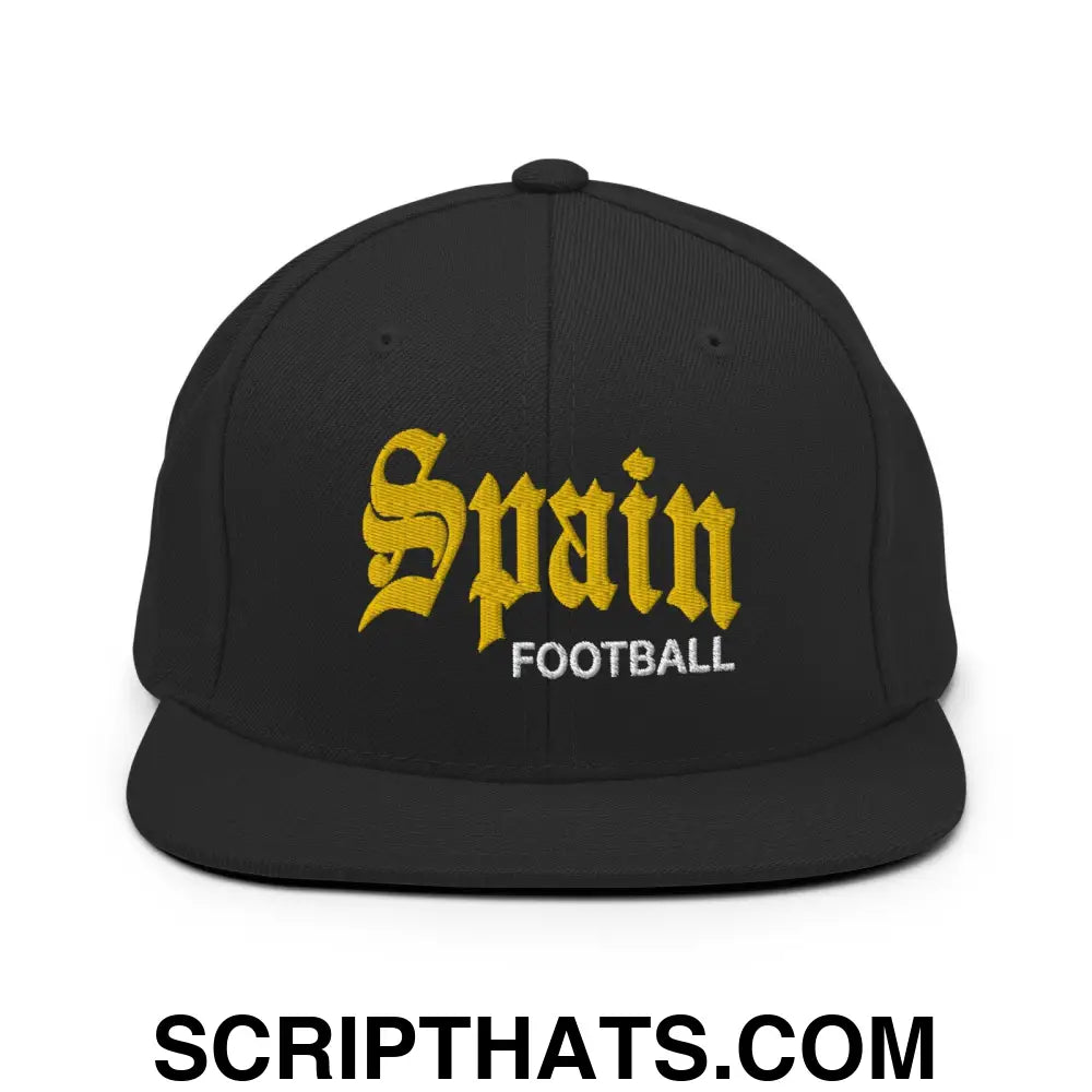 Spain Football Soccer Old English OG Snapback Hat Black