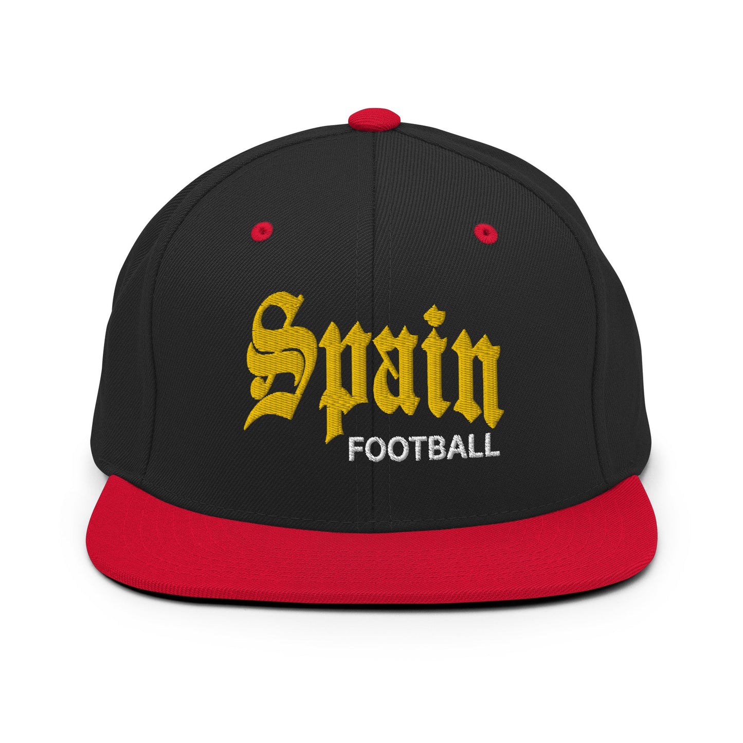 Spain Football Soccer Old English OG Snapback Hat Black Red