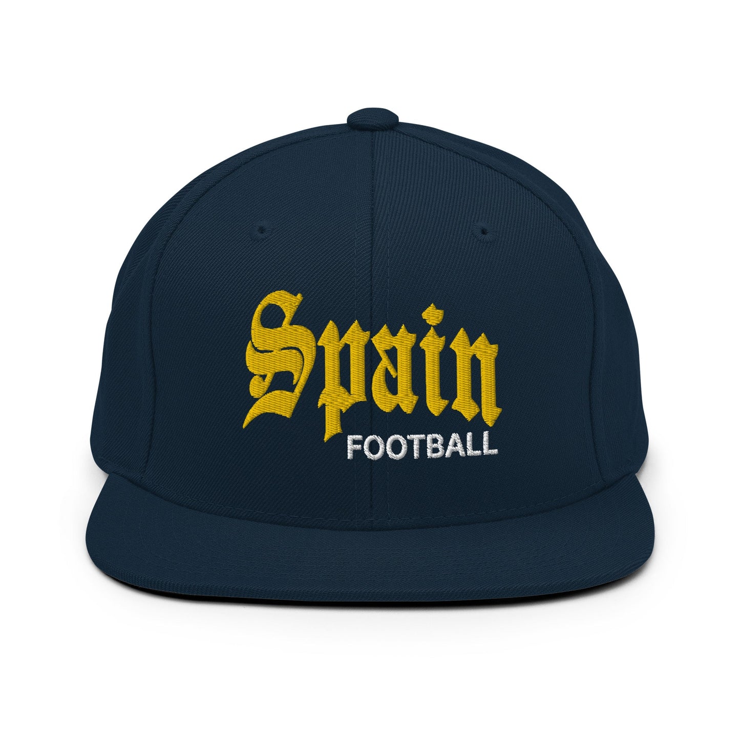 Spain Football Soccer Old English OG Snapback Hat Dark Navy