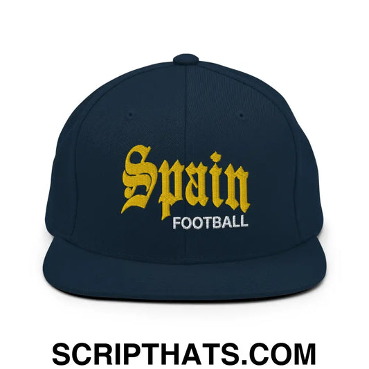 Spain Football Soccer Old English OG Snapback Hat Dark Navy