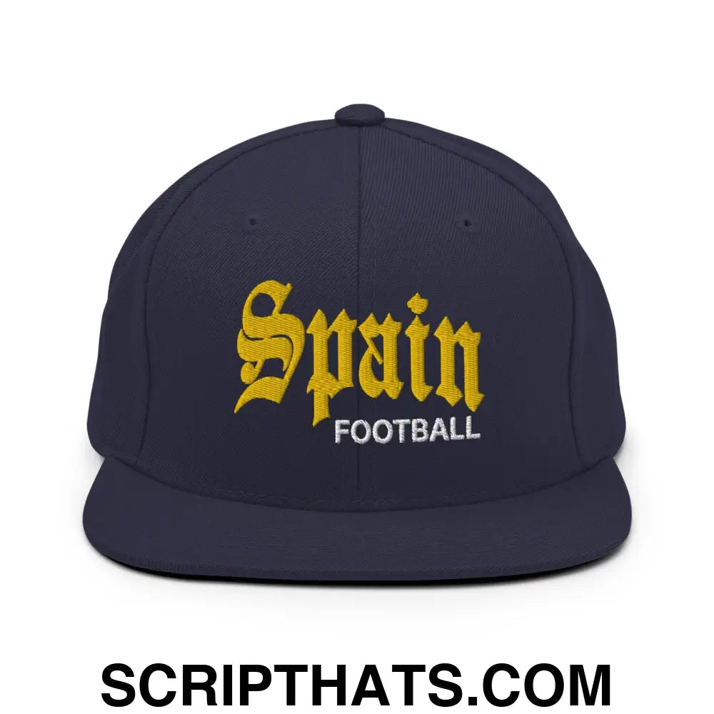 Spain Football Soccer Old English OG Snapback Hat Navy