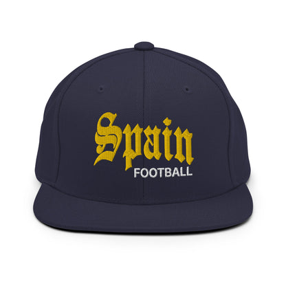 Spain Football Soccer Old English OG Snapback Hat Navy