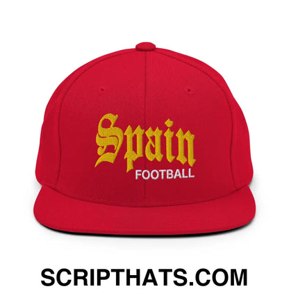 Spain Football Soccer Old English OG Snapback Hat Red