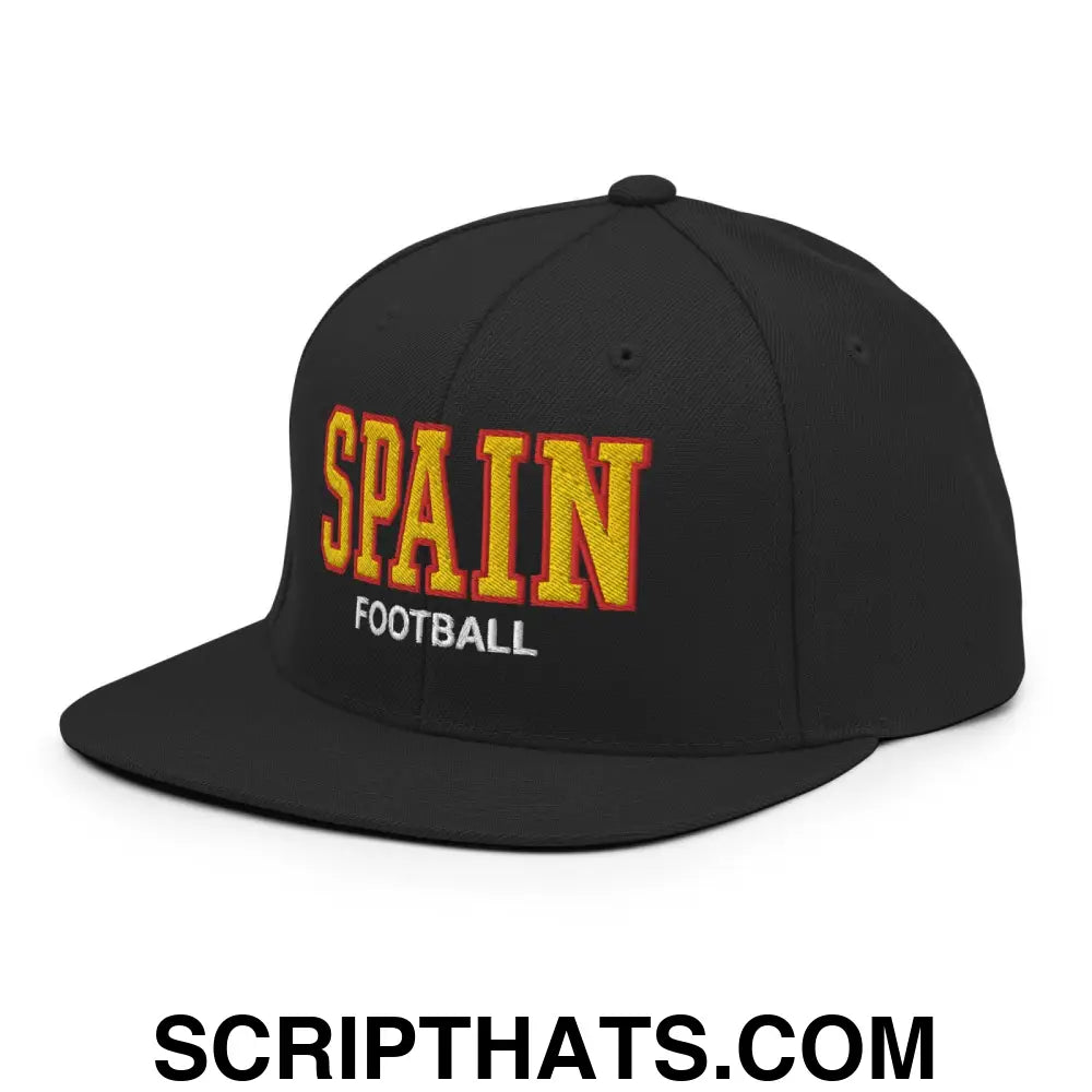 Spain Football Soccer Varsity Letterman Block Snapback Hat Black