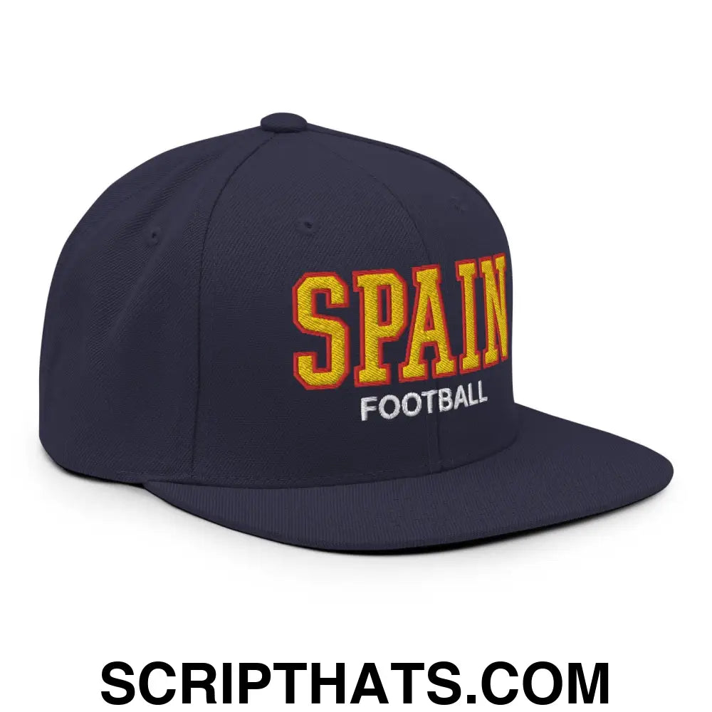 Spain Football Soccer Varsity Letterman Block Snapback Hat Navy