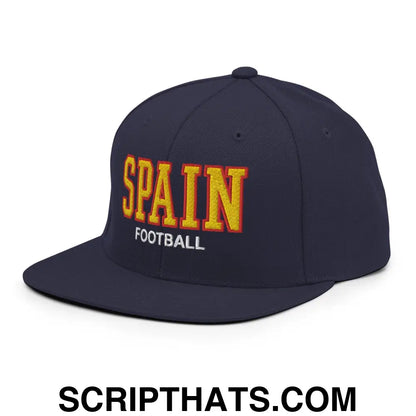 Spain Football Soccer Varsity Letterman Block Snapback Hat Navy