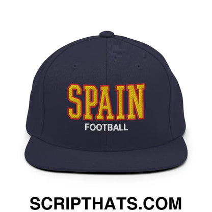 Spain Football Soccer Varsity Letterman Block Snapback Hat Navy