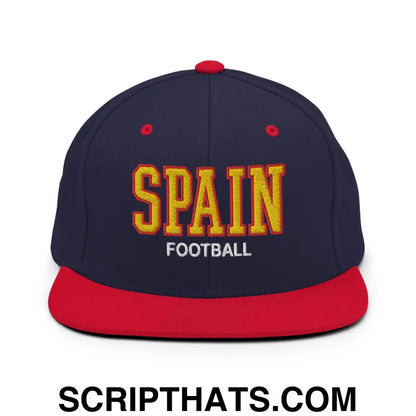 Spain Football Soccer Varsity Letterman Block Snapback Hat Navy Red