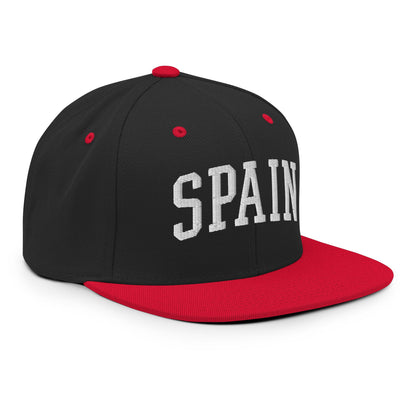 Spain Letterman Varsity Block Snapback Hat Black Red