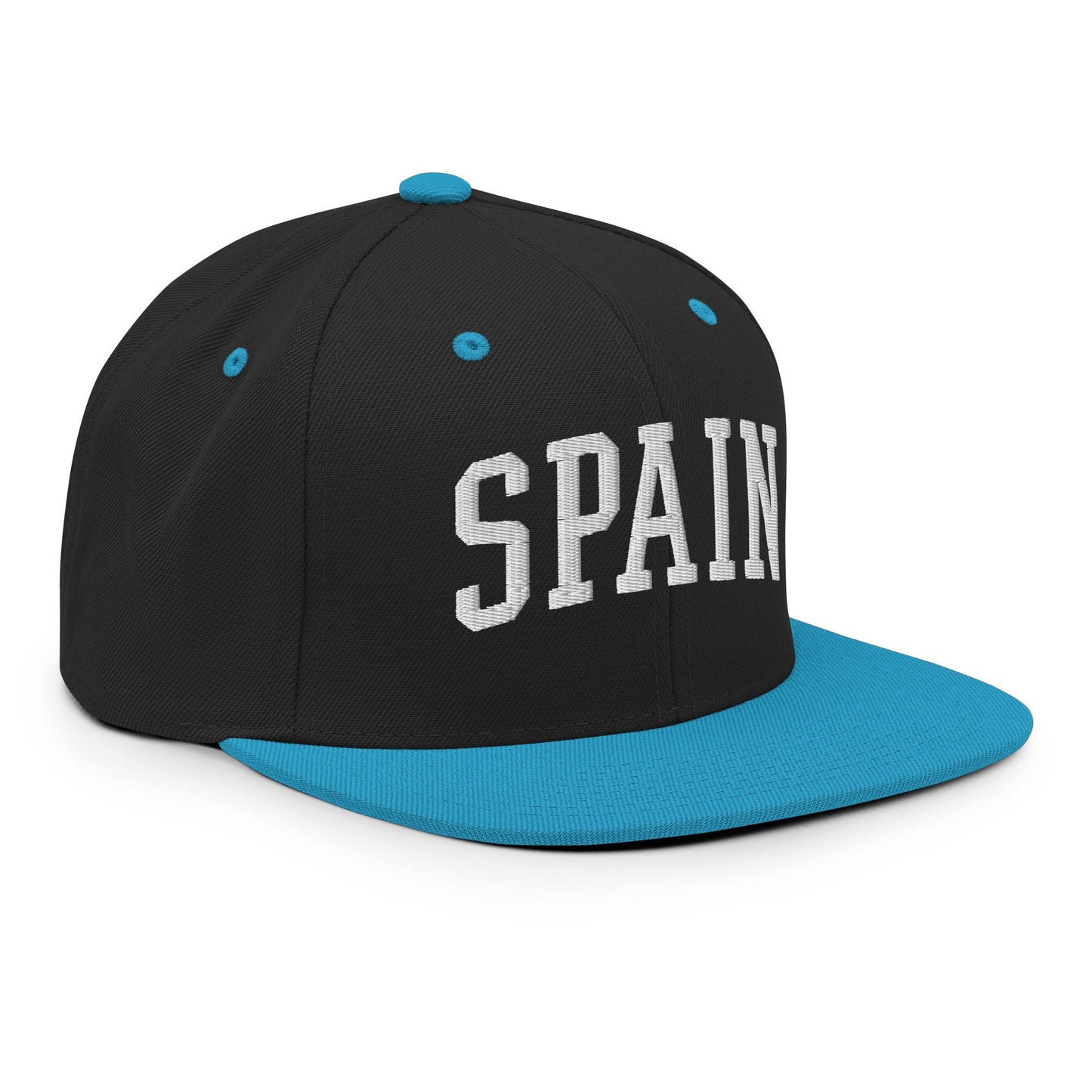 Spain Letterman Varsity Block Snapback Hat Black Teal