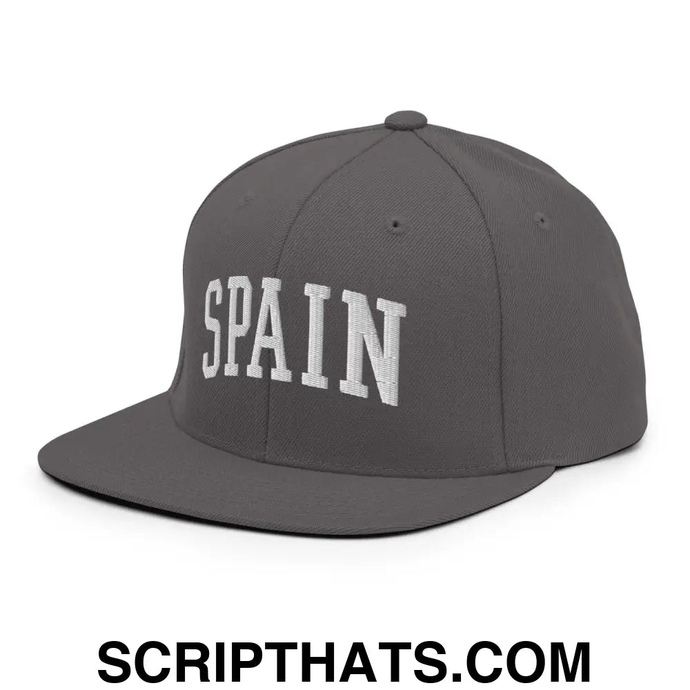 Spain Letterman Varsity Block Snapback Hat Dark Grey