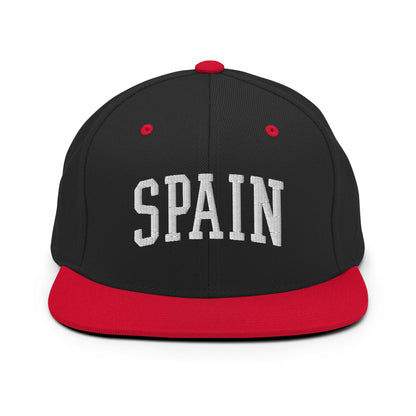 Spain Letterman Varsity Block Snapback Hat Black Red