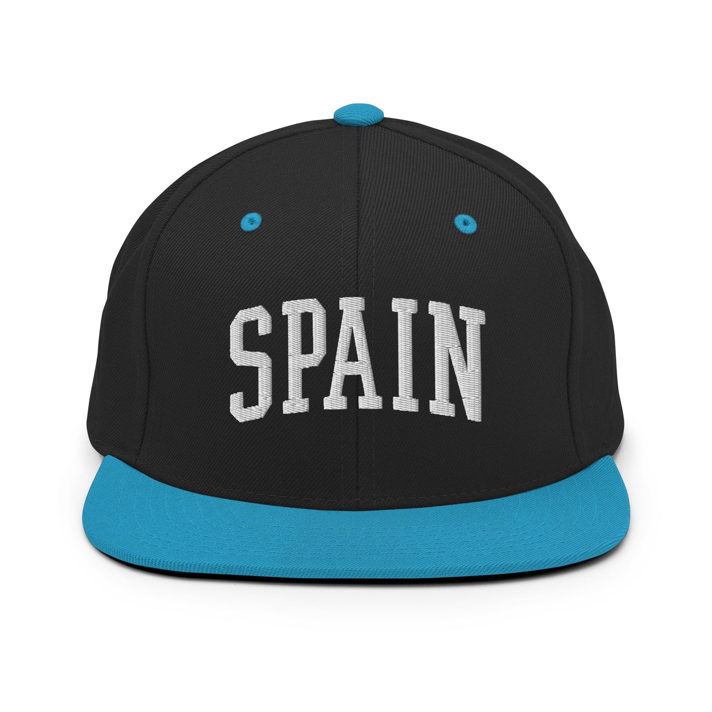 Spain Letterman Varsity Block Snapback Hat Black Teal