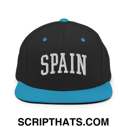 Spain Letterman Varsity Block Snapback Hat Black Teal